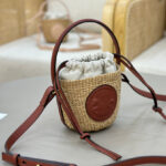 Chloe Small Horse Medal Basket In Natural Fibers